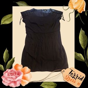 Torrid Dress - 16 - Black with Corset lacing detail on sleeves.
